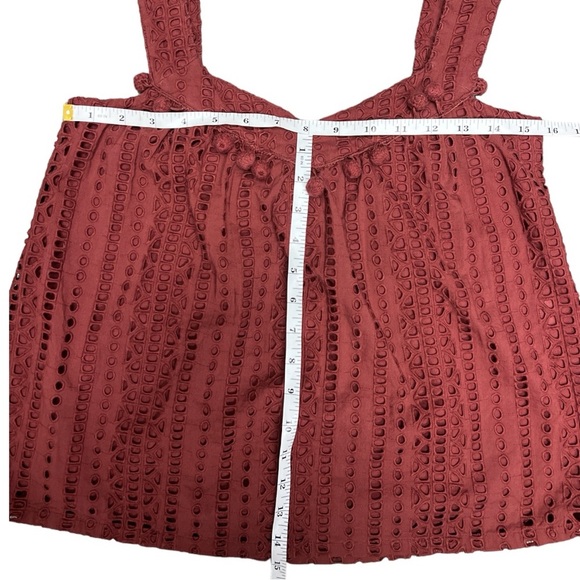 Sundance Square Neck Sugar Dance Textured Eyelet Pom Pom Tassle Tank - Picture 7 of 8